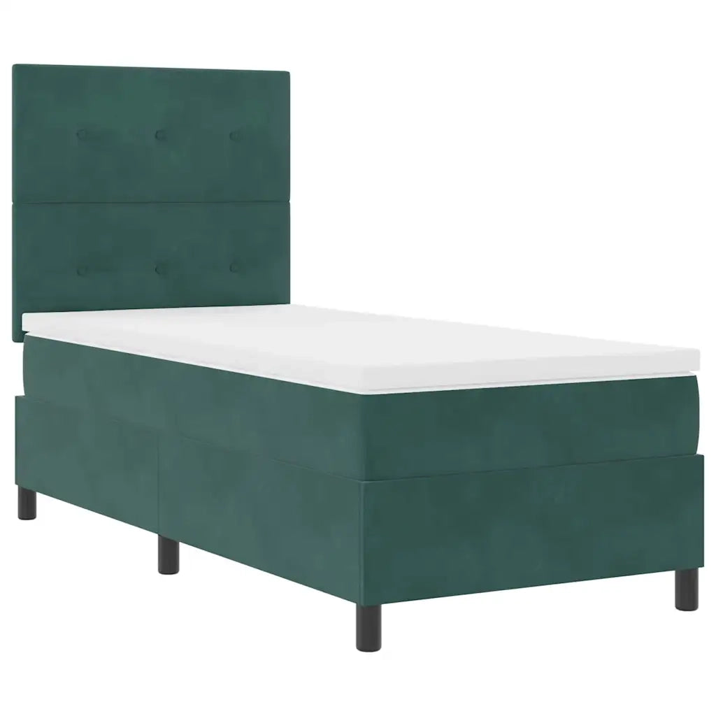 Letto a Sorgente LED Verde Scuro 80 x 200 cm Tessuto