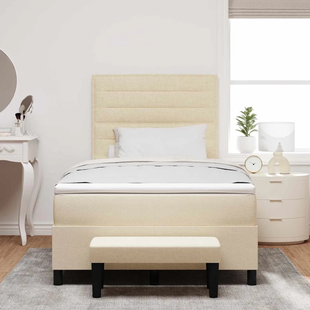 Letto a molle con testiera Crema 120 x 200 cm Tessuto 3343986