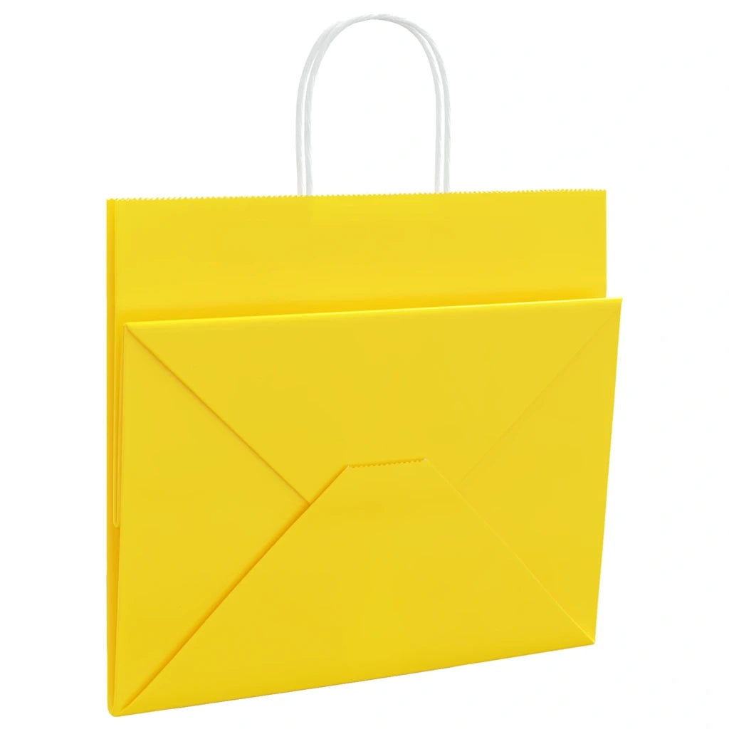 Sacchetti di Carta 50 pz con Manici Gialli 32x22x28 cm