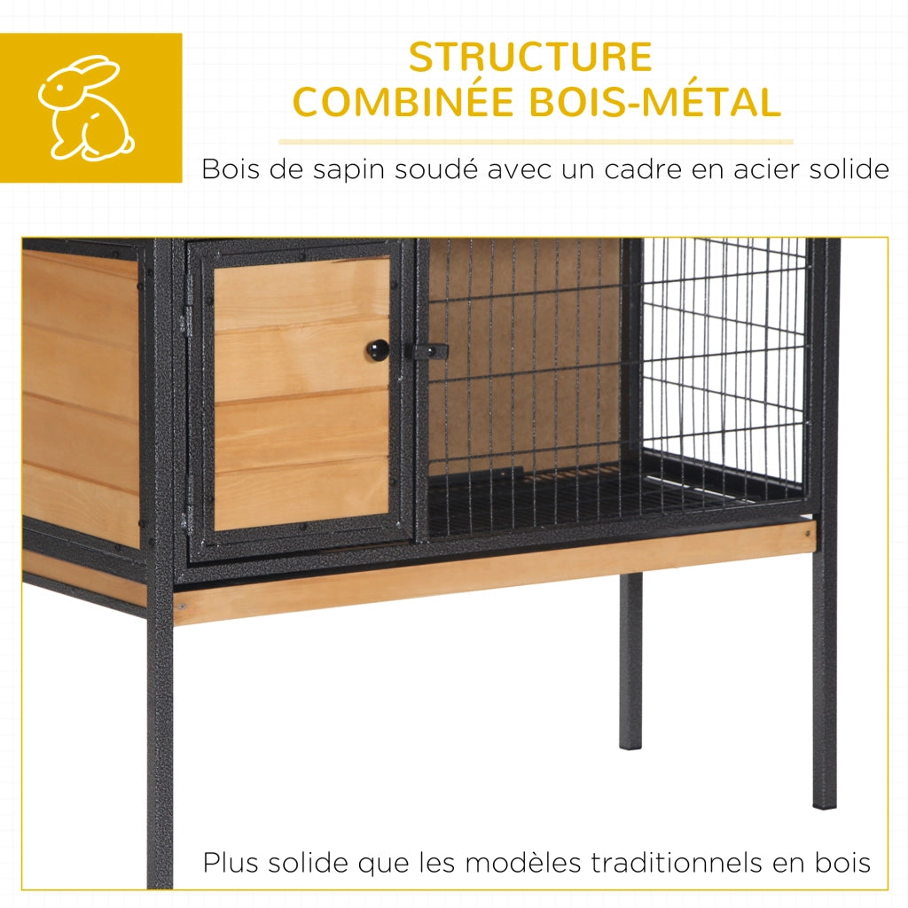 Gabbia per conigli in legno con tetto apribile ¨C zephmum ¨C 91.5x45x70 cm