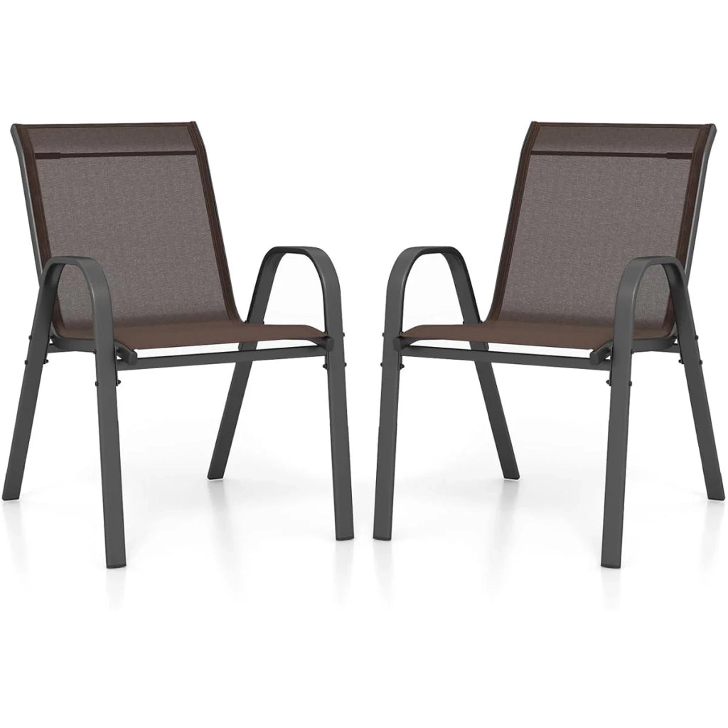 Set di 4 sedie da giardino impilabili 83 x 67 x 55 cm comfort ergonomico design moderno acciaio marrone 20_0012592