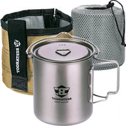 Bicchiere da 750 ml in titanio con sacchetto di isolamento - Set di servizio per campeggio solitario, escursioni e bushcraft