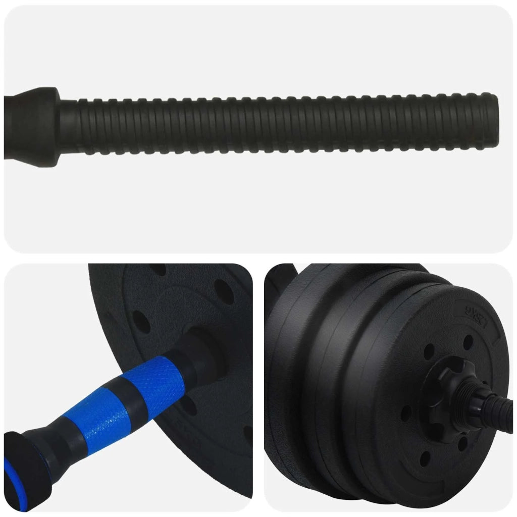 Set Manubri e Bilanciere 2-in-1 20 kg Nero e Blu CFW1832703