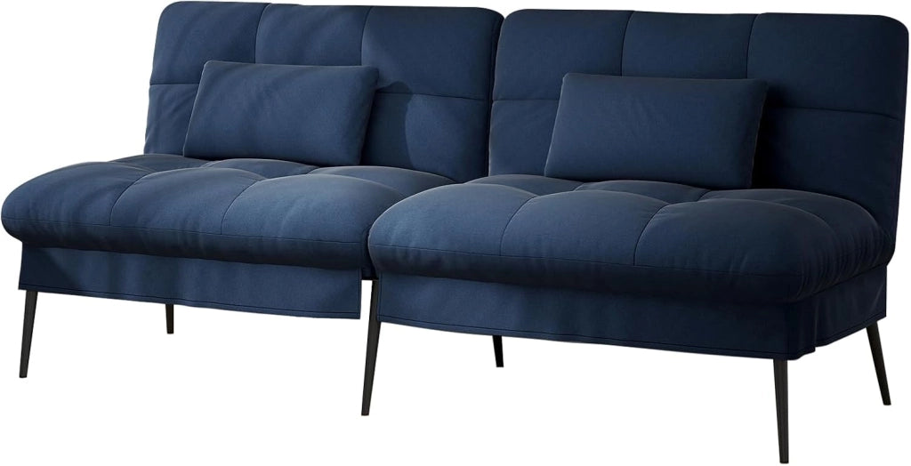 Divano Letto Pieghevole con Schienale Regolabile a 5 Posizioni, Divano Trasformabile Salvaspazio, Schiuma ad Alta Densità, Tessuto, Grigio