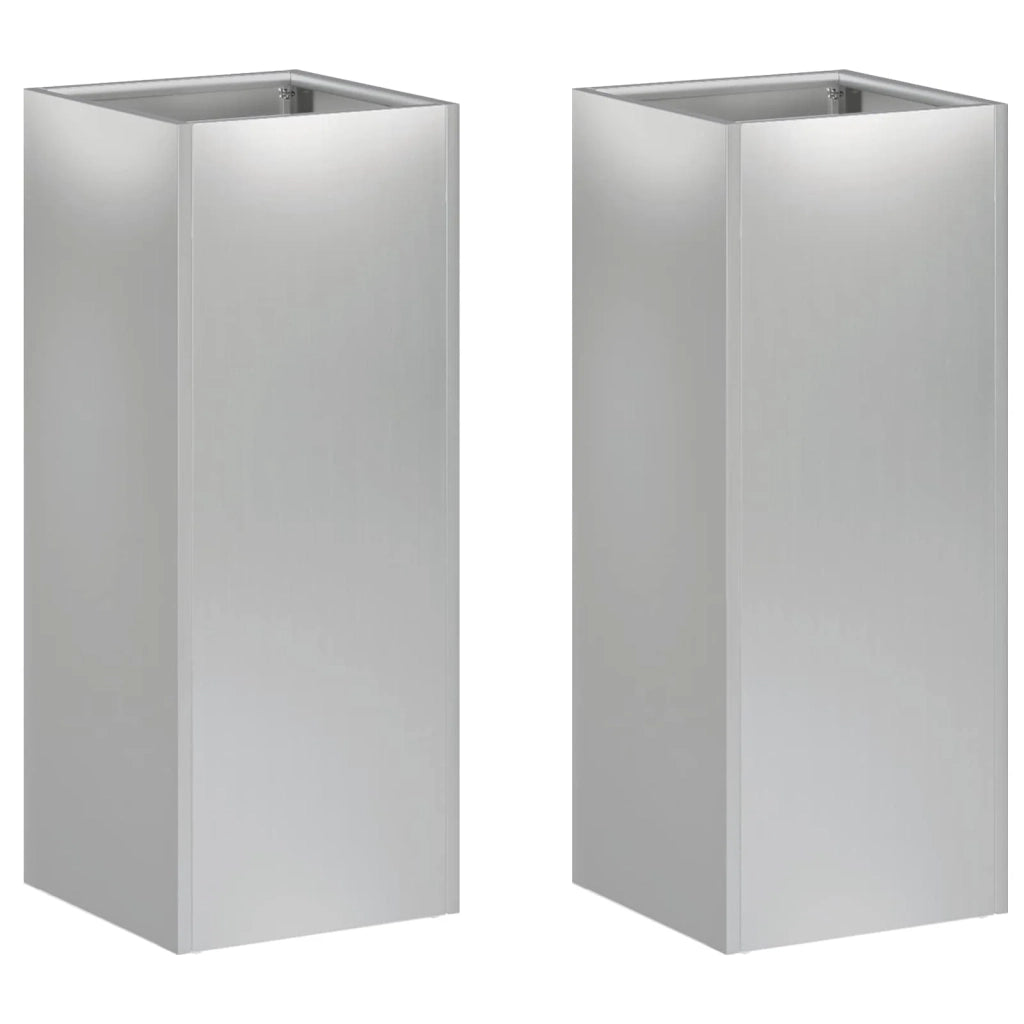 Vaso da giardino 2 pz Argento 20 x 20 x 50 cm Acciaio zincato 8005313