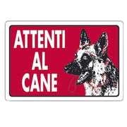 Trade Shop - Cartello Attenti Al Cane Rosso Segnaletica 10x20cm Avvertimento Land 82191 -