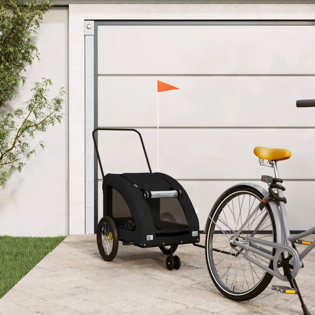 Rimorchio da Bici per Animali Nero Oxford e Ferro CFW6131512