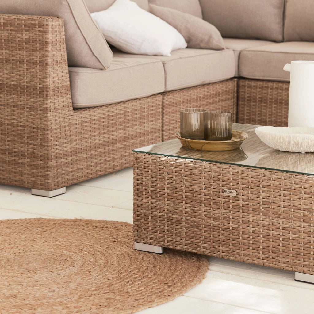 Salotto da giardino premium in resina intrecciata, 12-14 posti, beige