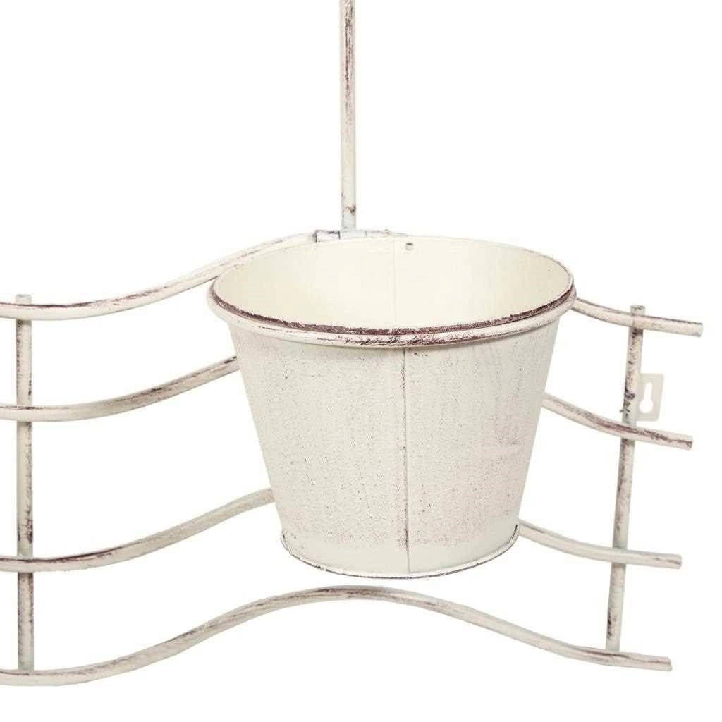 Fioriera in metallo bianco 95x23x69h