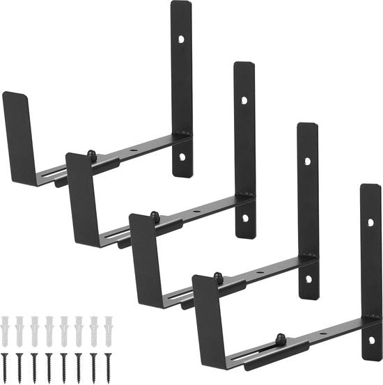 Supporto per Pianta Adattabile per Finestre - Regolabile per Parapetti di Balcone - Muro - 4 pezzi