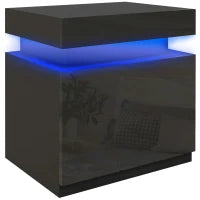 Comodino LED a 16 Colori e 4 Modalità con 2 Cassetti, in Legno, 45x35x52 cm, Nero