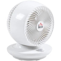 Ventilatore da Tavolo 3 Velocità, Oscillazione 70° e Inclinazione 90°, 27x27x34cm, Bianco e Nero