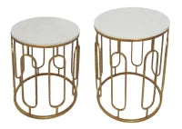 Tavolinetti Tory Marble Coppia Cm Ø 46X55-39X48