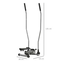 Stepper Fitness con Maniglia e Bande Elastiche, Stepper con Monitor LCD per Allenamento a Casa e Palestra, Argento
