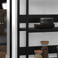 Isola da Cucina con Mensole, Piano Effetto Marmo e Struttura in Metallo, 100x50x90cm, Nero e Bianco