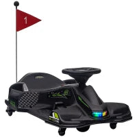 Go Kart Elettrico per Bambini 8-12 Anni Velocità 3-8 km/h per Drifting con Luci e Musica, Nero