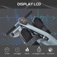 Vogatore Professionale a Tiraggio Centrale per Allenamento da Casa Salvaspazio con Display 130 x 47.5 x 67cm