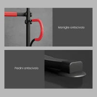 Barra per Trazioni Power Tower Stazione Fitness Multifunzione con Altezza Regolabile 171-219cm Nero Rosso