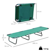 Sdraio da Giardino Pieghevole con Schienale Reclinabile su 4 Posizioni, 188x56x28cm, Verde