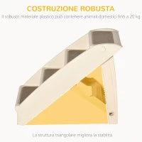 Scaletta per Cani Pieghevole con 4 Gradini Antiscivolo per Animali Fino 10kg, Beige