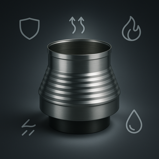 Aumento canna fumaria acciaio inox mono parete sp. 0,5 mm finitura ba lucida *** misura Ø 250/300 mm, confezione 1