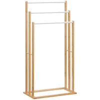 Portasciugamani a 3 Sbarre in Bambù , Design Leggero e Portatile, 48x25.8x94 cm, color Legno