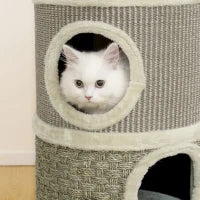 Tiragraffi per gatti in sisal naturale, rivestito di peluche 35,5x35,5x49 cm Beige