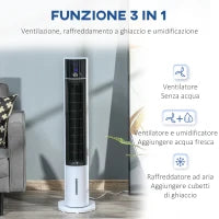 Ventilatore Raffrescatore Evaporativo 3 Modalità e 3 Velocità, Timer, Oscillazione e Telecomando, Bianco