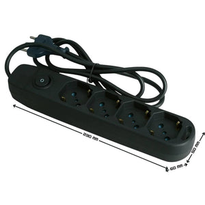 Ecova 30097x multipresa 4 uscite universali 10/16a con interruttore cavo 1,5m nero