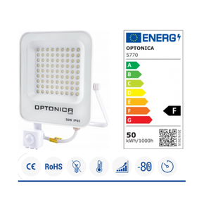 Proiettore led smd con sensore bianco 50 watt impermeabile ip65 4700 lumen