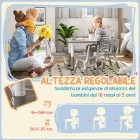 Set Tavolo e Sedie per Bambini 5pz con 4 Sedie Regolabili 32x36x52.5-56 cm e Tavolo 60x60x46-58 cm, Grigio
