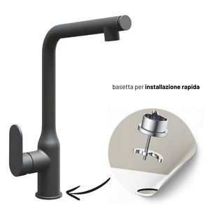Miscelatore lavello cucina damasco con doccetta estraibile canna orientabile *** finitura- nero opaco, confezione 1