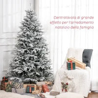 Albero di Natale Innevato 182.88cm con 2531 Rami Alto e Stretto con Base Pieghevole, Verde