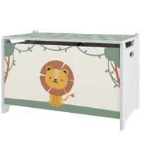 Baule Portagiochi con Coperchio per Bambini per Giocattoli e Vestiti, 60x37x39 cm, Verde