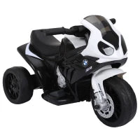 Moto Elettrica per Bambini Max. 20kg con Licenza BMW, Macchina Elettrica con 3 Ruote, Batteria Ricaricabile 6V, Bianco Nera, 66x37x44cm