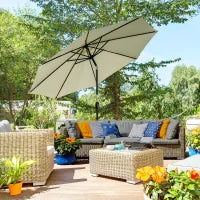 Ombrellone da Giardino Inclinabile a 8 Stecche con Manovella, in Metallo e Poliestere, Ø295x250 cm, Beige