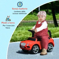 Macchina Cavalcabile a Spinta per Bambini 18-36 Mesi con Licenza Bentley Bentayga, Clacson e Musica, Rosso