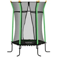 Trampolino Elastico per Bambini 3-10 Anni con Ingresso a Cerniera e Pali Imbottiti, Ø163.5x190 cm, Verde