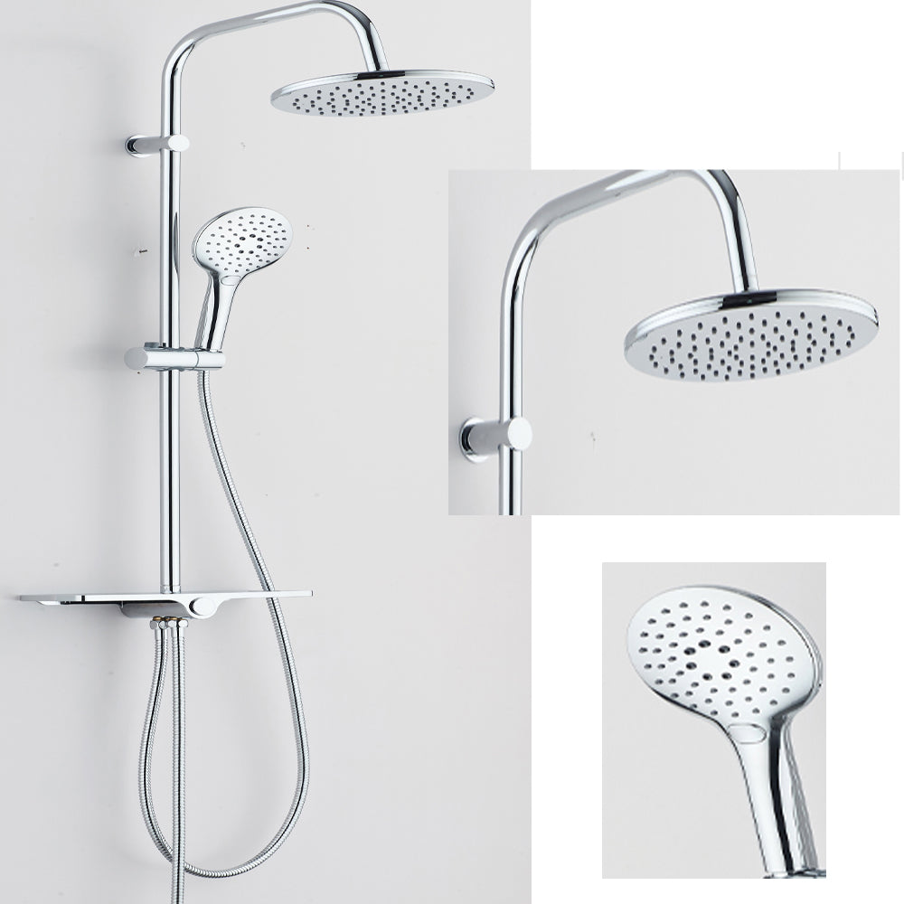 Colonna doccia con saliscendi e soffione in ottone cromato