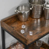 Mobile Portabottiglie Stile Industriale con Cantinetta Vini per 9 Bottiglie e Portacalici, Marrone