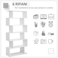 Libreria di Design Mobili Ufficio Scaffale in Legno 80x24x191cm Bianco