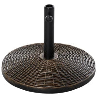 Base per Ombrellone Rotonda in Plastica Effetto Rattan da 25kg per Pali da 35mm, 38mm, 48mm
