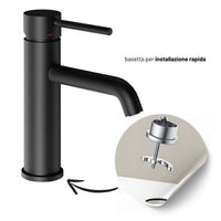Miscelatore per lavabo jazz con leva in metallo e sistema quickinstall integrato *** finitura- nero opaco, confezione 1