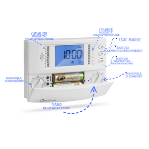 Cronotermostato digitale giornaliero a batterie seitron freetime plus bianco