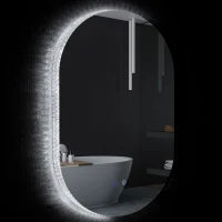 kleankin Specchio Bagno LED Antiappannamento con Luminosità Regolabile, in Vetro e Alluminio, 81x51x4.5 cm