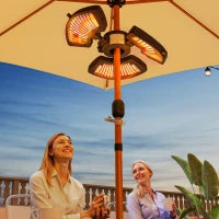 Termoarredo Elettrico da Esterno, 2400W, con 3 Livelli di Calore, Protezione Antiribaltamento per Ombrellone Terrazza Ø55x8 cm, Nero