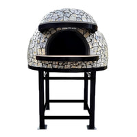 Forno legna artigianale mosaico linea vietri diametro 130 cm con base ferro