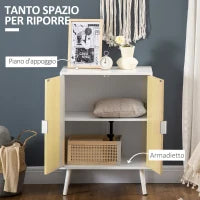 Credenza Moderna in Legno, Mobiletto Multiuso con Ripiani per Soggiorno, Camera o Ingresso con 2 Antine e Mensola Regolabile, 60x40x80cm