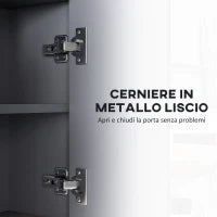 Specchiera Bagno a 3 Ante con Armadietto 8 Vani e Ante Ammortizzate, 80x20x60 cm, Grigio