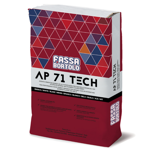 Ap 71 tech adesivo monocomponente bianco grigio pavimenti rivestimenti 25 kg *** colore- bianco, confezione 1